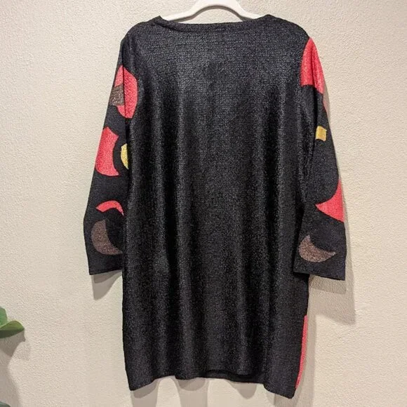 Geometric Print Crinkle Jacket – Tunic Length with Pockets - Picture 3 of 5